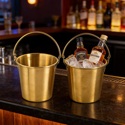 1pc Bar Party Ice Bucket Stainless Steel Ice Bucket Golden Beer Barrel Champagne Cooling Barrel Snack Fried Chicken Bucket