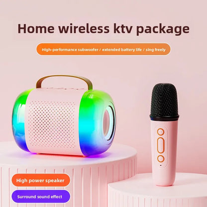Wireless Speaker Microphone Karaoke Mini Portable Audio Microphone Portable Karaoke Speaker with Mic Home Singing For Kids Gift