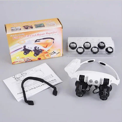 Magnifying Glasses 10X 15X 20X 25X 2LED Light Lamp Head Loupe Jeweler Headband Magnifier Eye Glasses Optical Glass Tool Repair