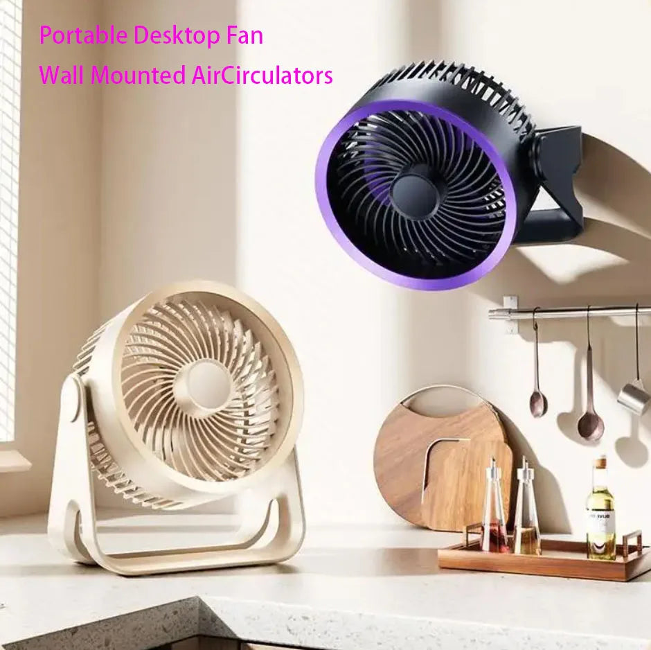  Portable Electric Fan 3600mAh Wireless Air Circulator Fan Cordless Desktop Wall Ceiling Air Cooling Cooler Quiet Ventilator