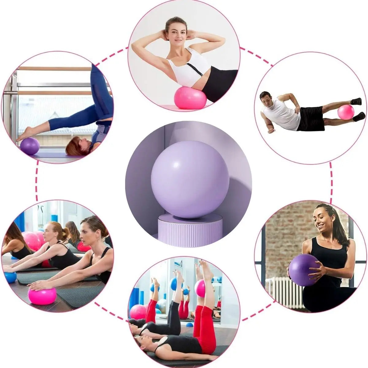 Pilates Ball 9.84-inch Compact Exercise Ball Yoga Bar Core Training Stability Ball (Includes Ball Only; Pump Not Included)
