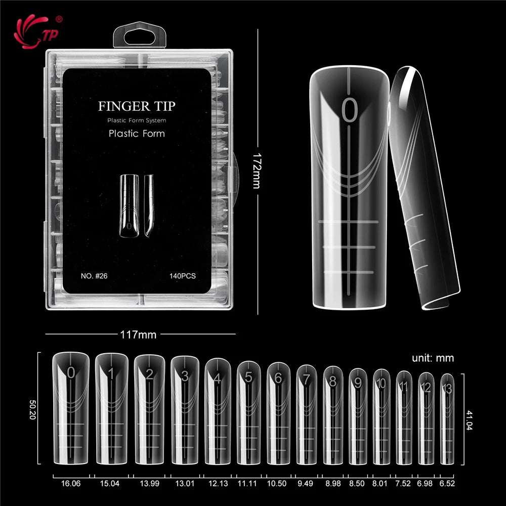 TP New 70pcs/140pcs Clear Nail Dual Form Full Cover Nail Extension System Quick Building Gel Molds False Nail Tip Manicure Tools