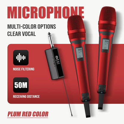 Karaoke Microphone G-MARK SKM9000 2 Channels Wireless UHF Frequency For Teaching Wedding Clear Stable Audio Transmission