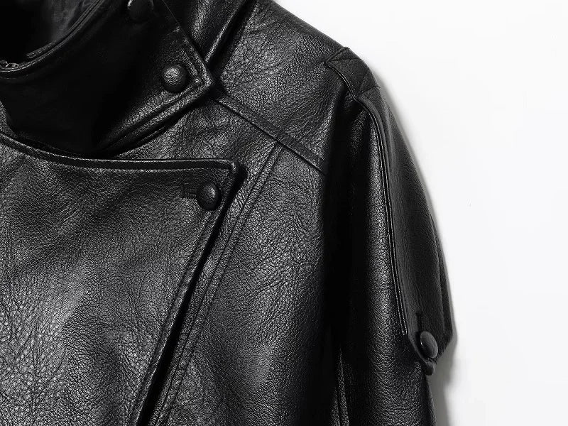 MUJER Faux Leather Women's Jacket Black Oversize Bomber Jackets for Women Outerwears Winter Overcoat Female Fashion Jacket Woman