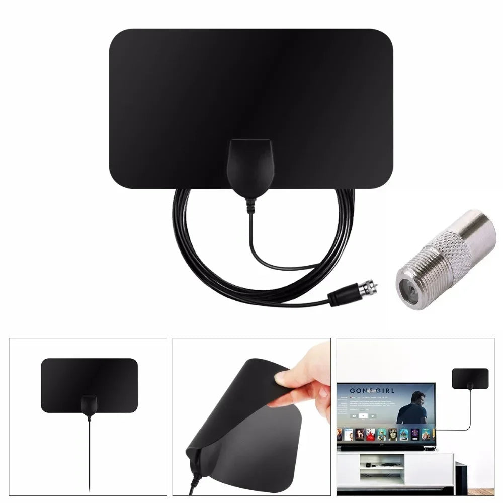 Indoor Outdoor Ultra HD Digital TV Antenna with VHF UHF Amplifier 200 Miles Range Quick Response Aerial Set for Amplified DAB