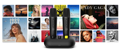Puremic Karaoke Machine K3 with Millions Songs Free Forever Duet Karaoke Mics for Singing with Rechargeable Dock, HDMI+Aux Cable