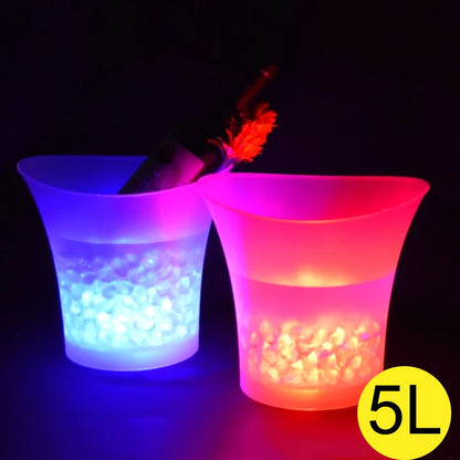 Champagne Beer Bucket 5L LED Light Up New Waterproof Plastic LED Ice Bucket