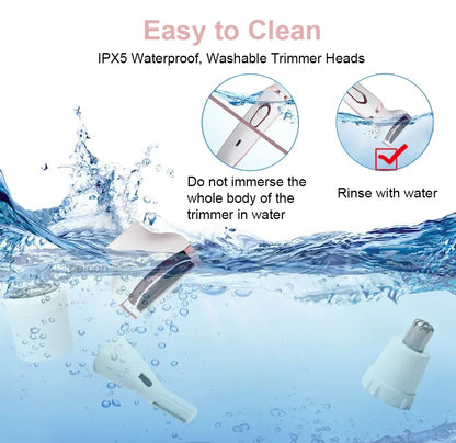 Electric Shaver For Woman Body Hair Removal Epilator Painless Cordless Trimmer Women Face Leg Bikini Razor 4 in 1 Hair Remover