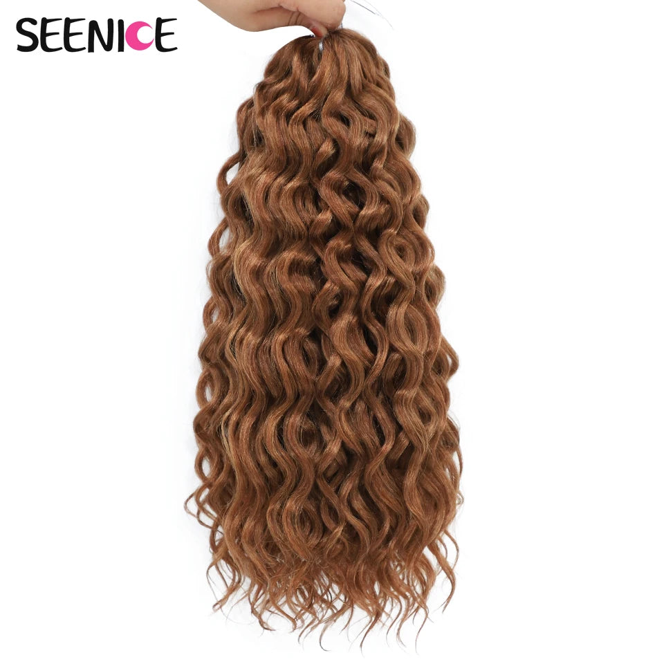 18 24“Synthetic Deep Wavy Twist Crochet Hair Afro Curls Water Wave Crochet Braids Ombre Brown Braiding Hair Extensions For Women