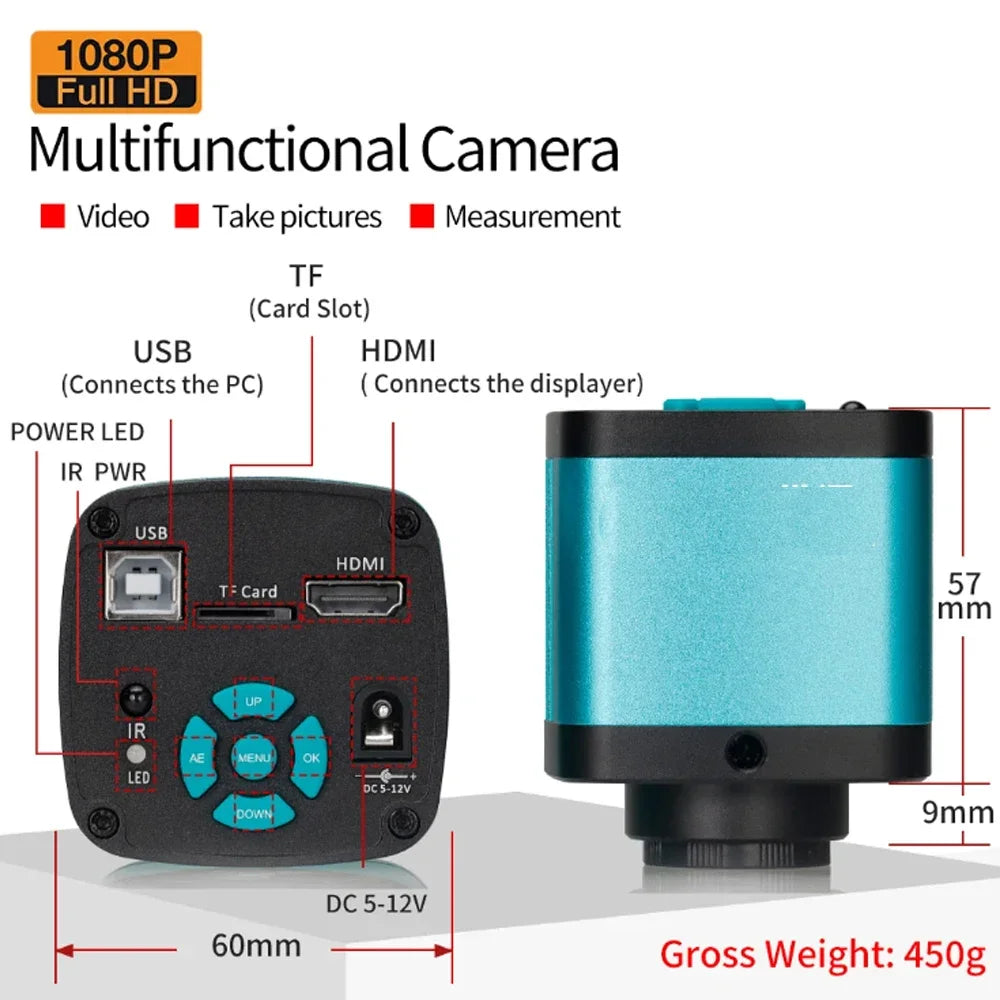 1080P 4K Digital Microscope Full HD Industrial Microscope C-Mount DigitalCamera PCB Welding Mobile Phone Repair Stand Microscope