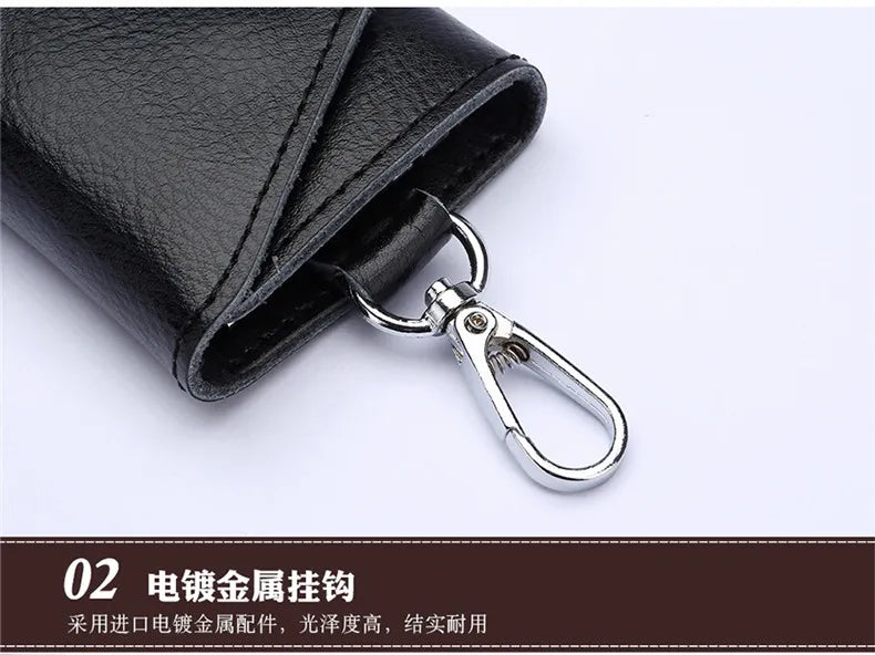 New Genuine Leather Keychain Men Key holder key organizer Pouch Car Key pouch Wallet Housekeeper Key Case Mini Card Bag