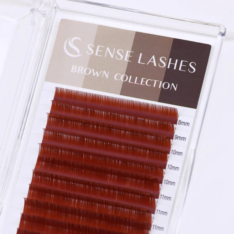 SENSE LASHES Colorful Individual Lashes 0.03/0.05/0.07 Mix 8-15mm Matte Brown Lashes Faux Cils extensiones de pestañas
