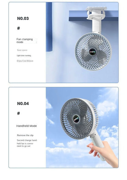 Portable Clip Fan USB Rechargeable 3-gears Wireless Electric Handheld Fan Clip Circulator Cooling Fan For Camping Desktop Office