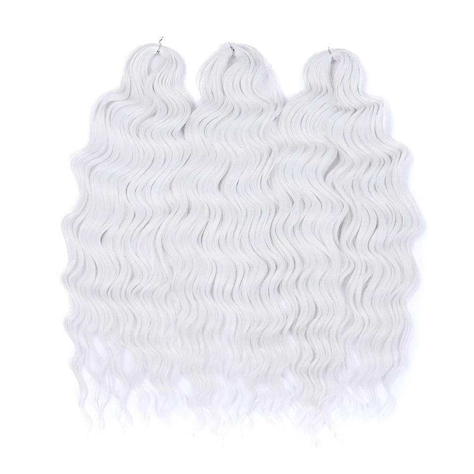 Anna 24 Inch Synthetic Hair Water Wave Braiding Hair Extensions Ombre Blonde Deep Wave Afro Curl Twist Crochet Hair for Women
