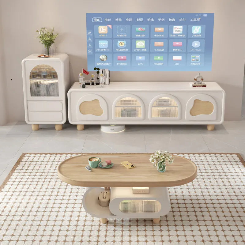 Simple Small Tv Stand Light Color High Gloss Entertainment Tv Stand Floor Movable Mobili Soggiorno Moderni Home Furniture
