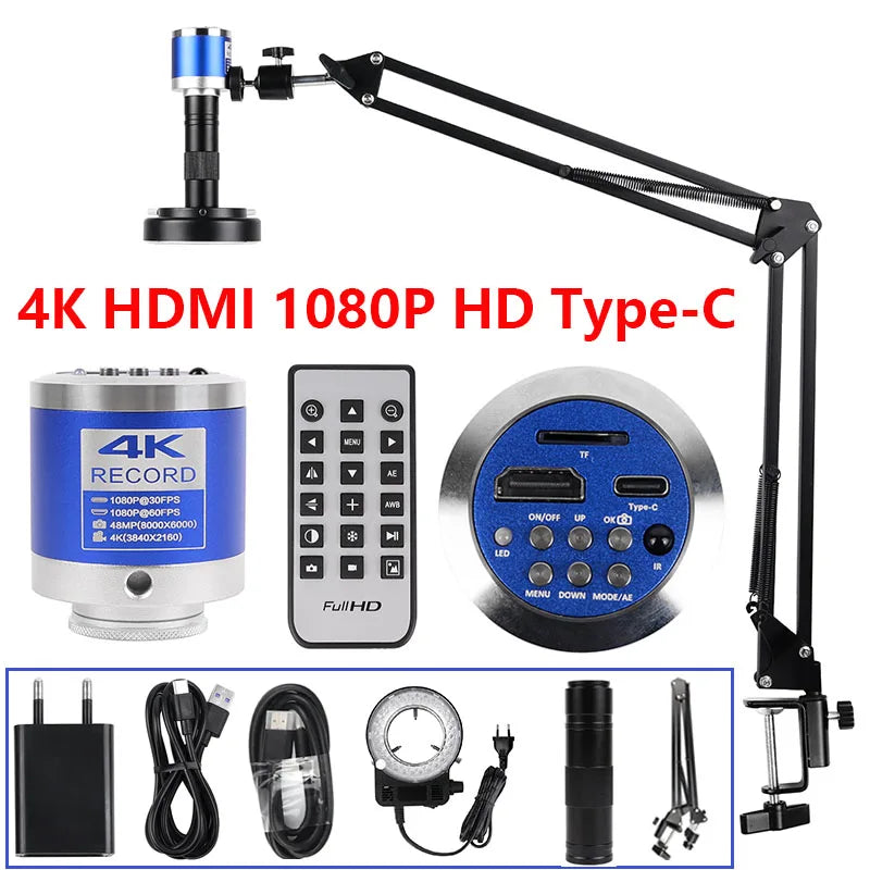 1080P 4K Digital Microscope Full HD Industrial Microscope C-Mount DigitalCamera PCB Welding Mobile Phone Repair Stand Microscope