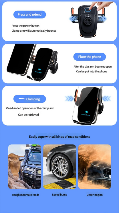 Smart Induction Car Phone Holder 15W Fast Charging Suitable For Dashboard Windshield Air Outlet Universal Automotive Supplies