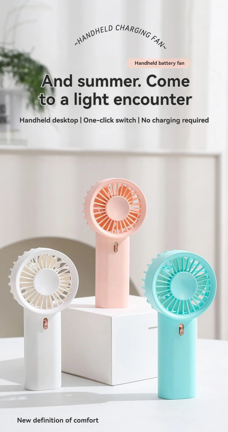 1 mini handheld fan with wind speed and hanging rope, suitable for outdoor use, requires 2 AAA batteries to be self provided