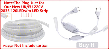 LED Strip Lights 220V 2835 Waterproof LED Tape Ribbon High Brightness 120LEDs/m Flexible Outdoor Lamp With EU Power Plug