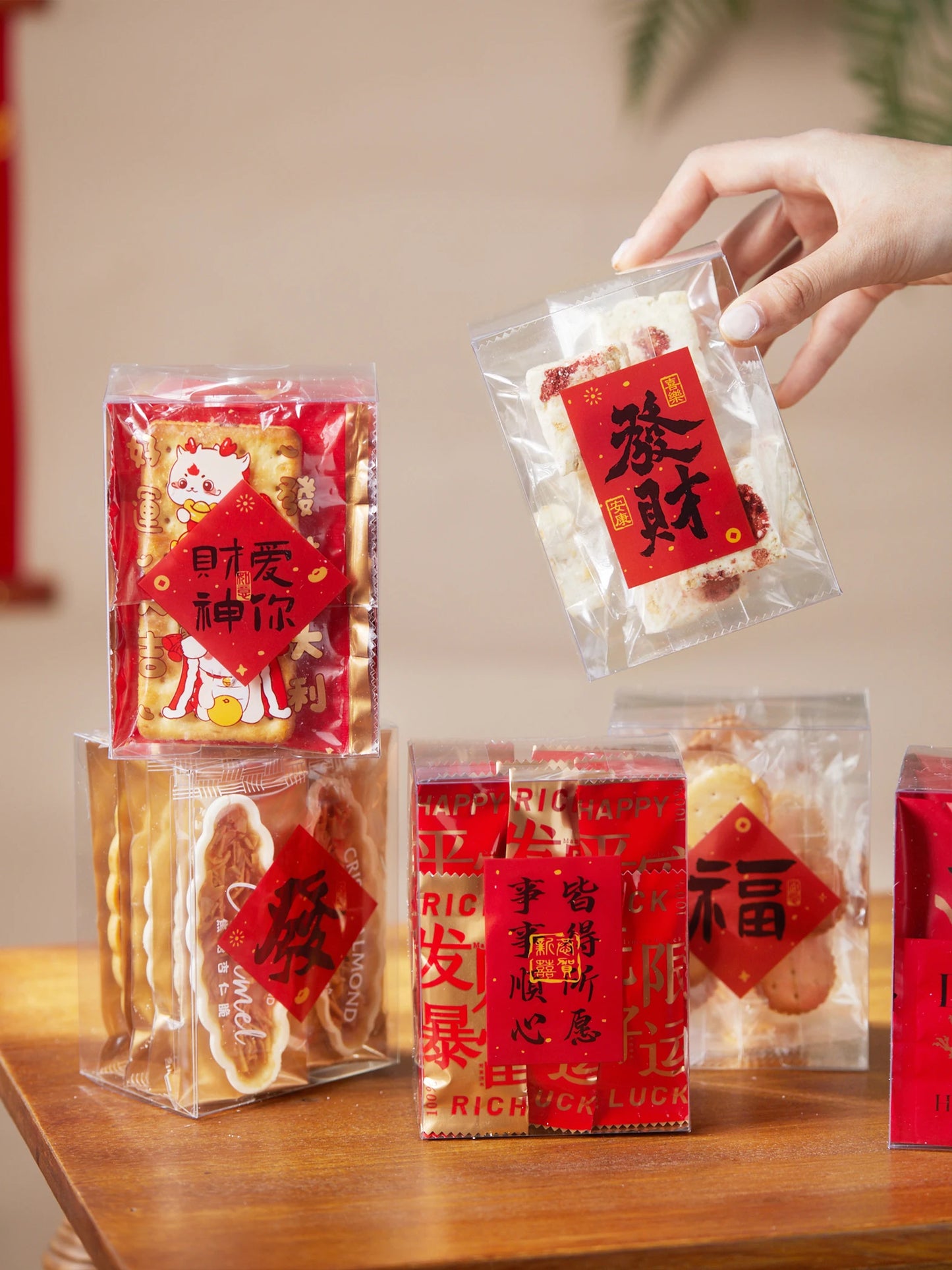 2026  Year New Year Transparent Candy Box Baking Caramel Candy Nougat Snowflake Biscuit Cookie Emp Paaging Box