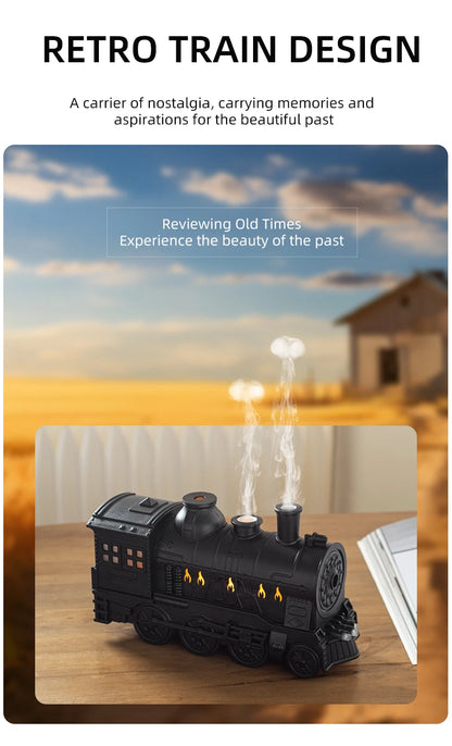 Retro Mini Train Shape Aromatherapy Essential Oil Diffuser Ultrasonic Cool Mist Air Humidifier with Lamp Aroma Difusor Atomizer