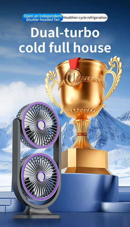 TINSOL 2026 New Dual-Head Desktop Fan, High-Power Air Circulation Fan, Office and Dormitory Double-Layer Fan