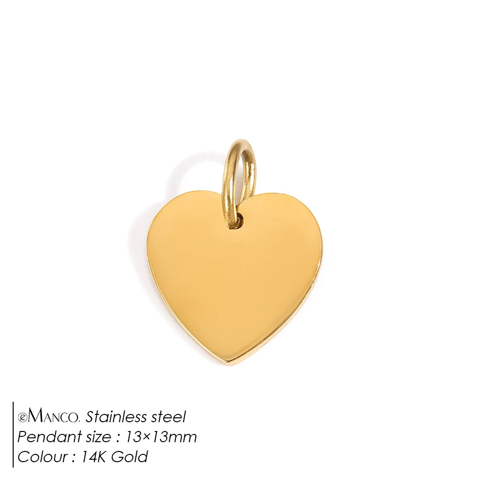 eManco Mother's Day Blank Heart Charms Stainless Steel Mirror Polished Pendant Making DIY Necklace Bracelet 48 Hour Shipping