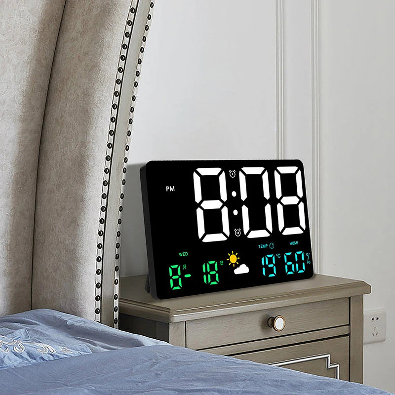 Smart Mute LED Electronic Wall Clock Modern Desk Clock Night Alarm Minimalist Thermometer Air Clock Home Decor For Living Room