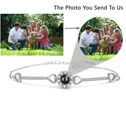 Custom Photos Bracelets 925 Sterling Silver Personalized Projection Photo Bracelet for Women Wife Mom Jewelry Mother's Day Gift
