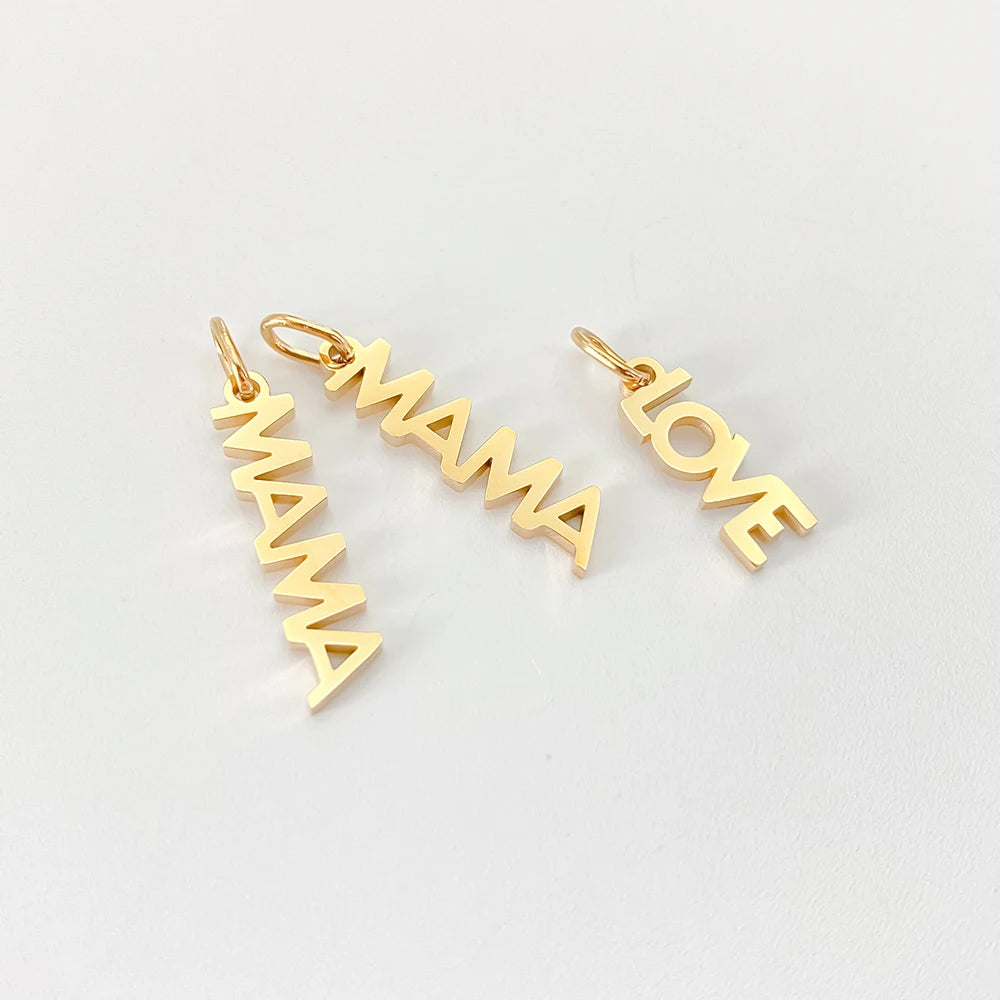 eManco  MAMA LOVE  Pendant  Stainless Steel Letter Hang Ornament For DIY Mother's Day Nacklace Earrings Jewelry Making