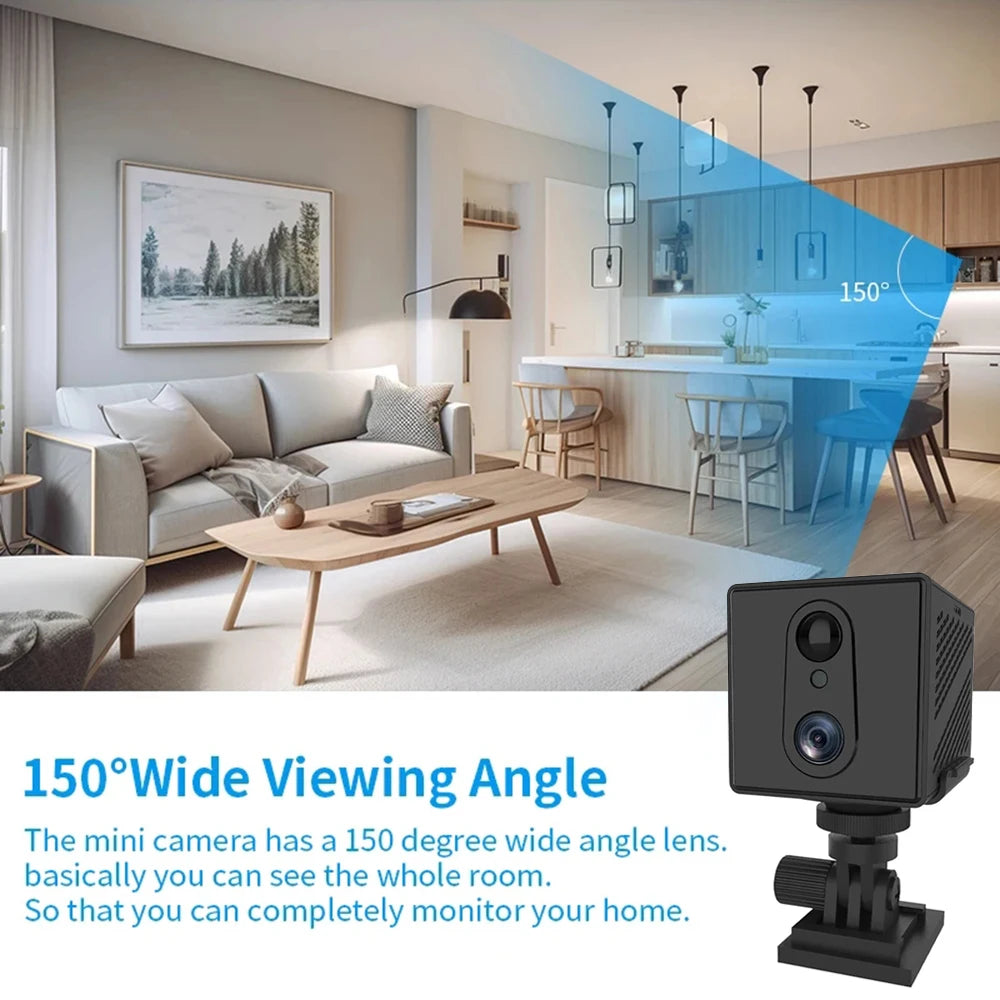5MP 4G SIM Card Mini Camera Indoor Night Vision Surveillance Security Monitoring Rechargeable 3000 mAh Battery Powered Home Cam