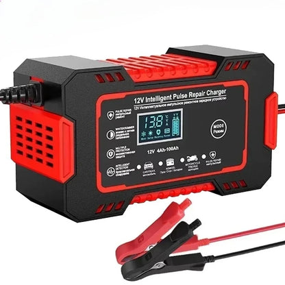 EAFC 12V 6A Full Automatic Car Battery Charger Digital Display Battery Charger Power Puls Repair Chargers Wet Dry Lead Acid