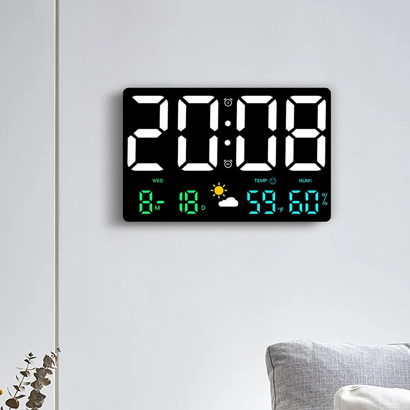 Smart Mute LED Electronic Wall Clock Modern Desk Clock Night Alarm Minimalist Thermometer Air Clock Home Decor For Living Room