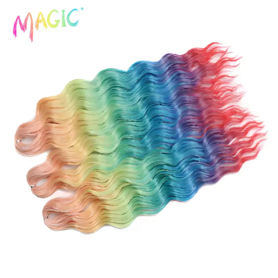 Anna Synthetic Hair 24 Inch Water Wave Braiding Hair Extensions Ombre Blonde Deep Wave Afro Curl Twist Crochet Hair for Women