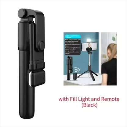 Cell Phone Selfie Stick Tripod Bluetooth Remote Wireless Selfi Stick Phone HolderStand with Beauty Fill Light for Phone