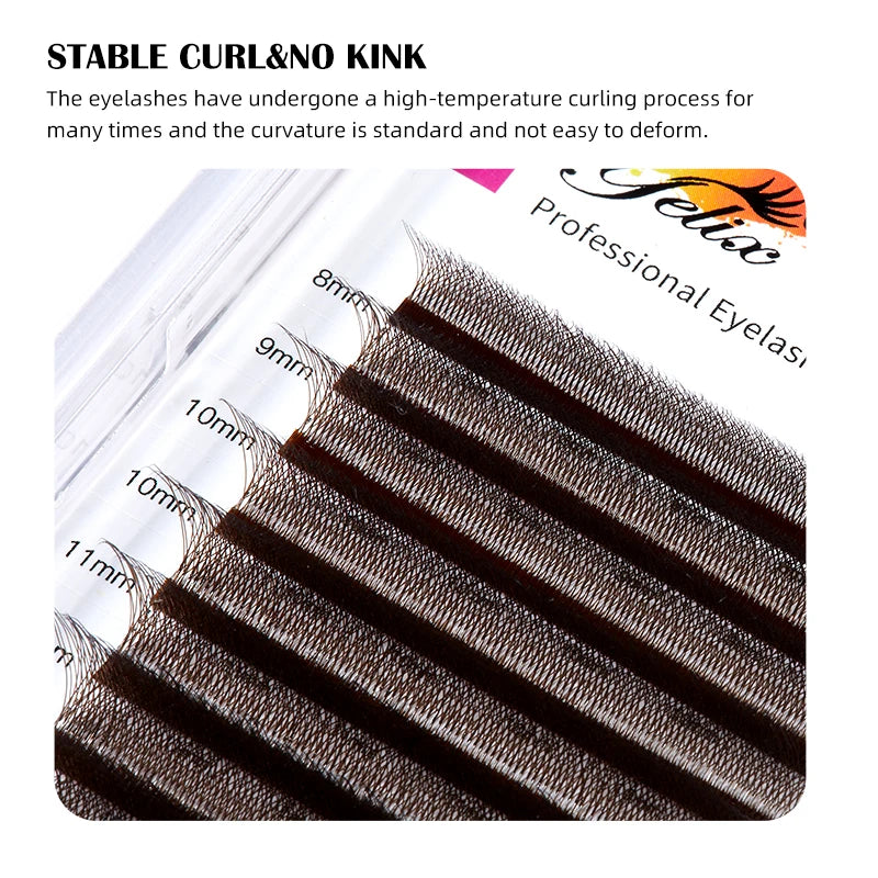 Yelix Brown Eyelashes W Shaped Eyelash Extensions Single Tips 2D 3D 4D 5D Premade Fans Lahses Soft Natural Individual Lahes