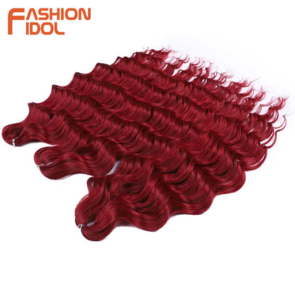 Anna 24 Inch Synthetic Hair Water Wave Braiding Hair Extensions Ombre Blonde Deep Wave Afro Curl Twist Crochet Hair for Women