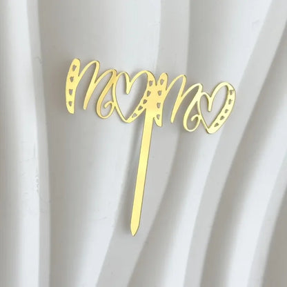 New Happy Mother's Day Birthday Cake Topper Gold High-grade Acrylic MOM Party Cake Toppers Mother's Day Gifts Dessert Decoration