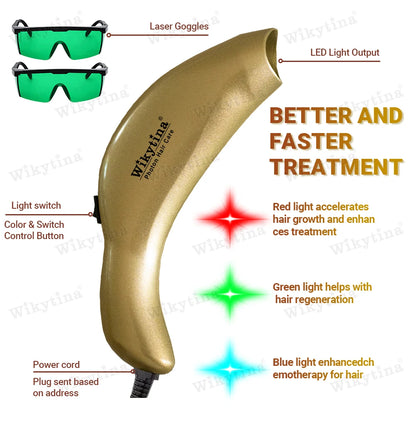 Tri-Chroma Photon Hair Therapy Device Professional LLLT Laser Hair Growth Anti Hair Loss Treatment Thinning Scalp Stress Relief