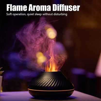 Flame Aroma Diffuser Humidifier With Colorful Essential Oil Diffuser  7 Color LED Light Portable Desktop  Air Humidifier
