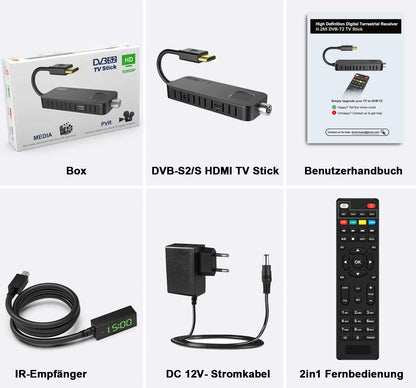 DVB-T2 for Europe,Thailand Mini TV Tuner Full HD 1080P TV Receiver Stick USB2.0 Media Player and PVR Recorder 2-in-1 TV Control