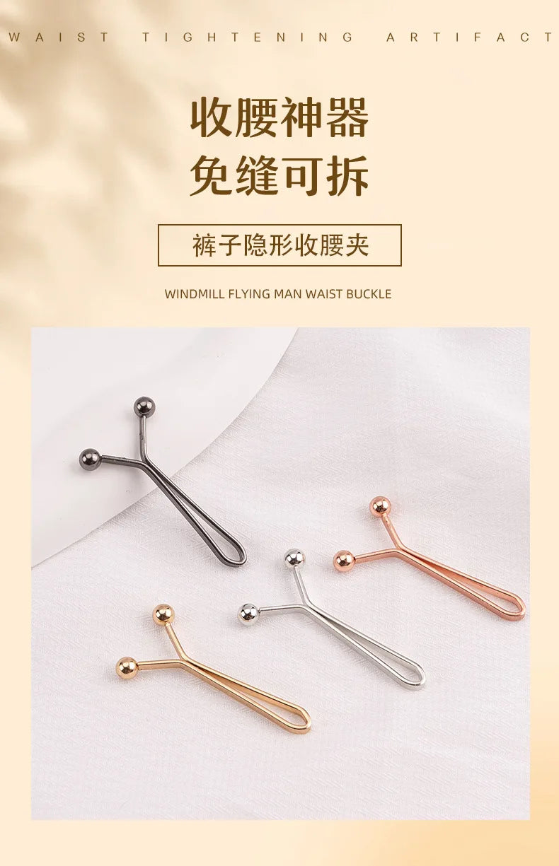 10pcs Invisible Metal Waist Clips Adjustable Button Clips for Jeans and Clothes Tightener with Hidden Design