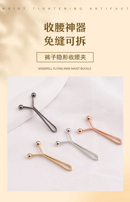 10pcs Invisible Metal Waist Clips Adjustable Button Clips for Jeans and Clothes Tightener with Hidden Design