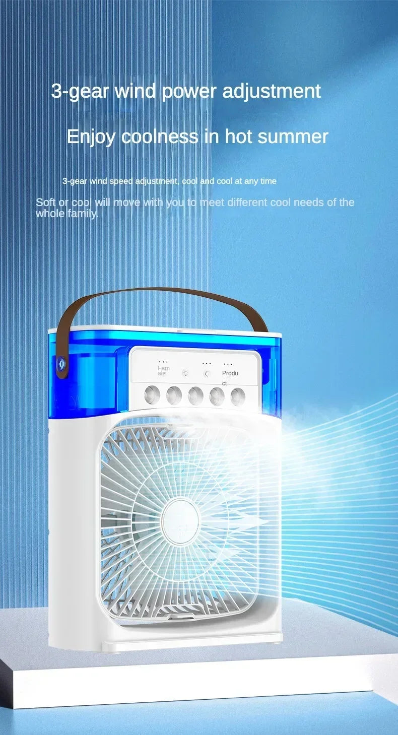 Mini Portable Humidifier Fan AIr Conditioner Household Small Air Cooler Hydrocooling Portable Adjustment For Office 3 Speed Fan