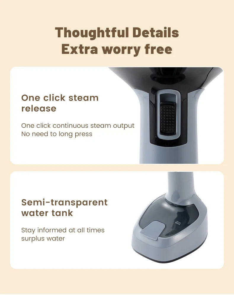 1500W Garment Steamers Fold Hand Holding Ironing Machine Fast-Heat Household Steam Handheld Fabric Steamer for Home Travelling