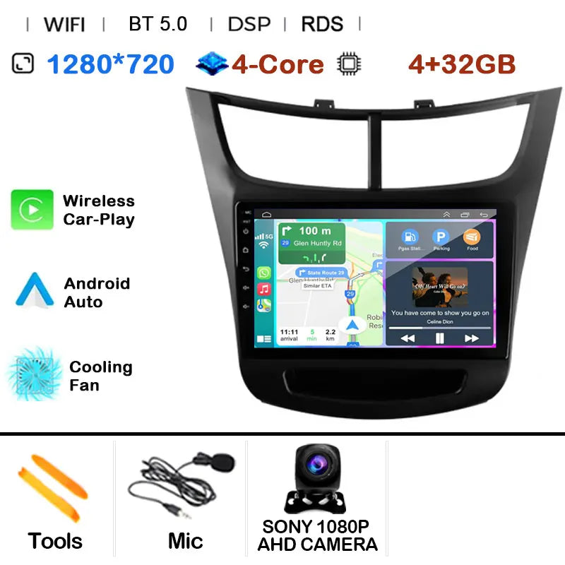 For Chevrolet Sail aveo 2015 2016 2017 2018 2019 2020 2022 carplay Android 15 DSP 2 din 4G NET Car Radio Multimedia Video Player