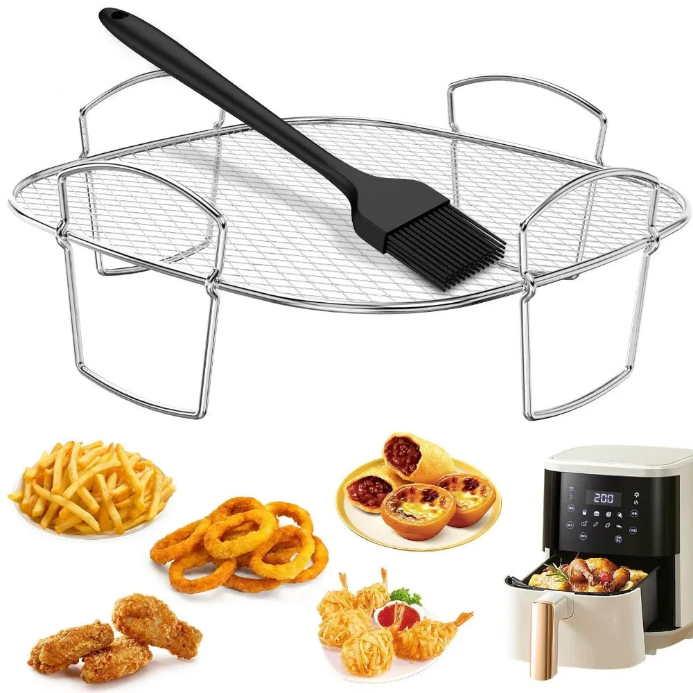 Adjustable Multifunctional Roasting Rack for Air Fryer Dehydrator BBQ - Steaming Rack Compatible with Various Kitchen Appliances