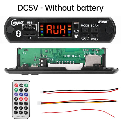 DC 5V/12V Bluetooth 5.0 Car Speaker Decoder Board MP3/USB/TF Interface FM Radio Wireless Remote Control Car Audio Control Module