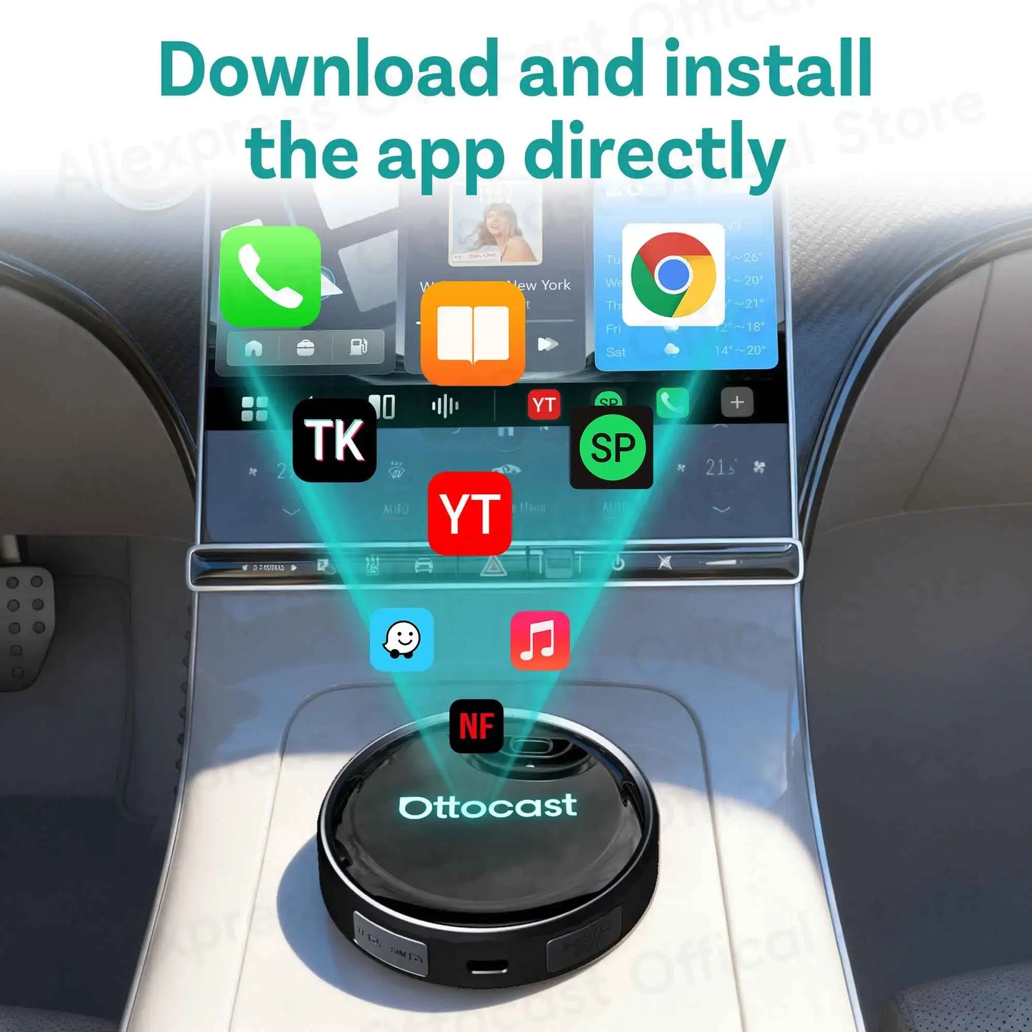 OTTOCAST P3 PRO AI Box Android TV Box for HDMI out Wireless CarPlay Android Auto Car Accessories for Toyota VW Honda Kia Benz