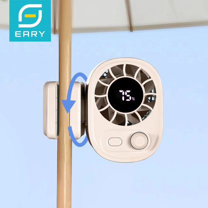 Eary Mini Waist Clip-on Fan Wiht 1800mAh 100 Speeds LED Display Usb Rechargeable Hands-Free Cooling Fan for Umbrella Work Travel